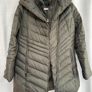 Andrew Marc Women's Olive Puffer Jacket down warm winter coat green long